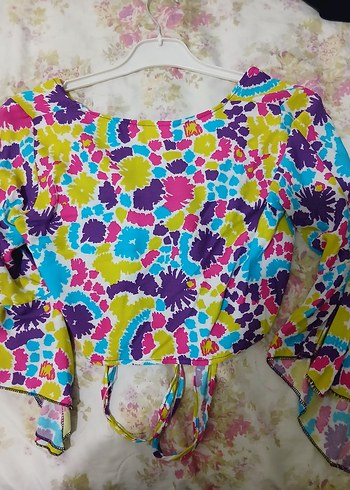 Bohem Drapeli V Yaka Bağlamalı Mini bluz(2ADET) - Görsel 7