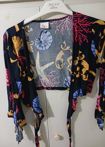 Bohem Drapeli V Yaka Bağlamalı Mini bluz(2ADET) - Görsel 4