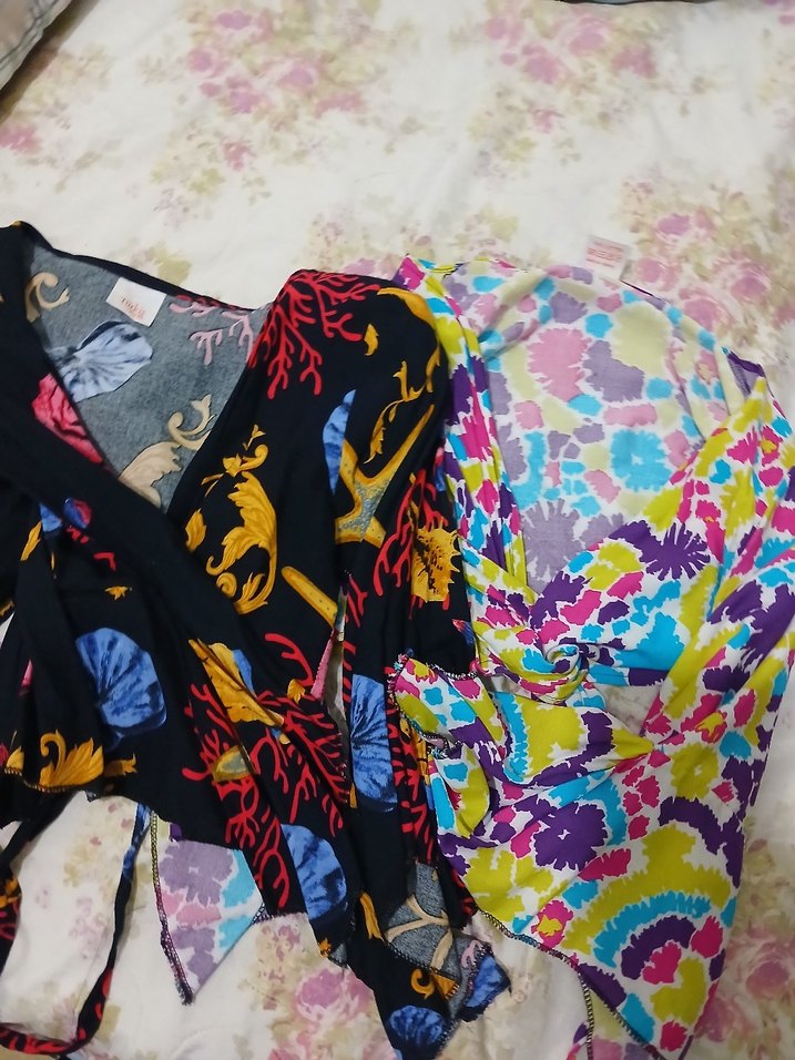 Bohem Drapeli V Yaka Bağlamalı Mini bluz(2ADET) - Görsel 3