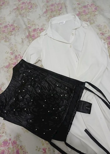 Gothik İşlemeli yelekli tunik Beyaz Gömlek - Görsel 2