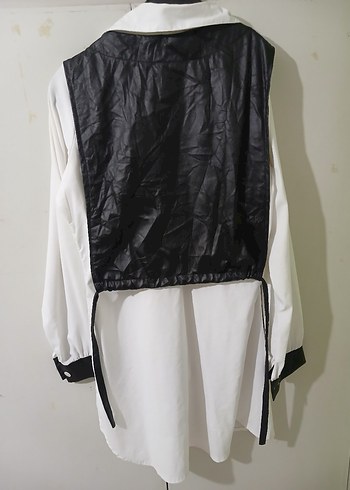 Gothik İşlemeli yelekli tunik Beyaz Gömlek - Görsel 4