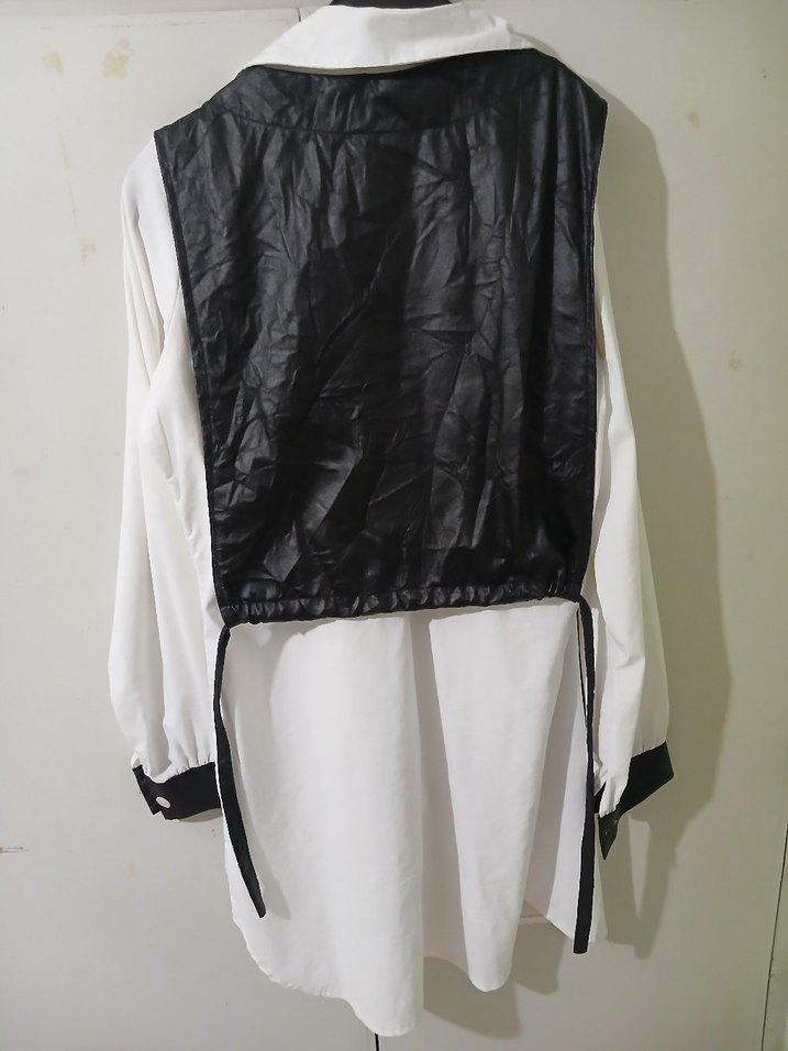 Gothik İşlemeli yelekli tunik Beyaz Gömlek - Görsel 4