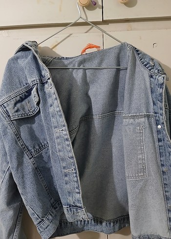 Gri Mavi Kadın Denim Ceket Düğmeli - Görsel 2