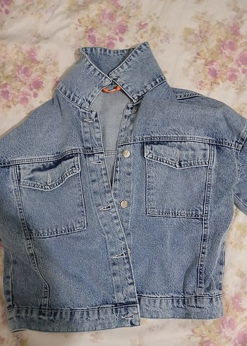 Gri Mavi Kadın Denim Ceket Düğmeli - Görsel 4