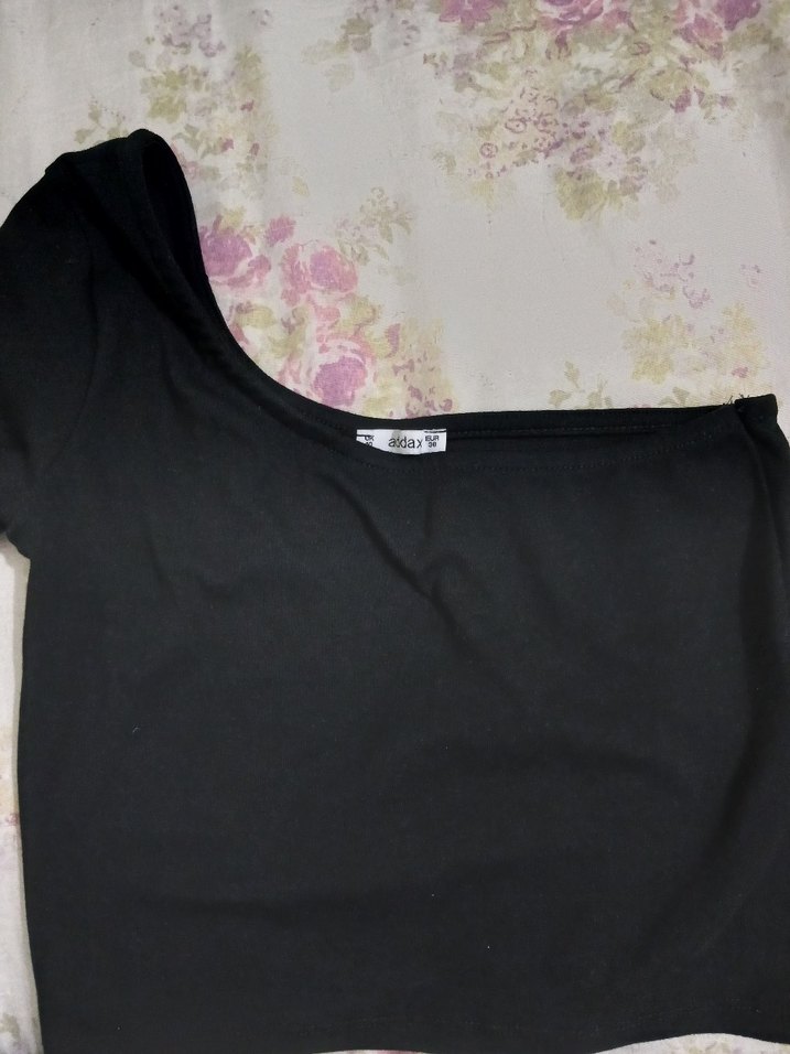 Siyah uzun tek Kollu Bluz crop - Görsel 5