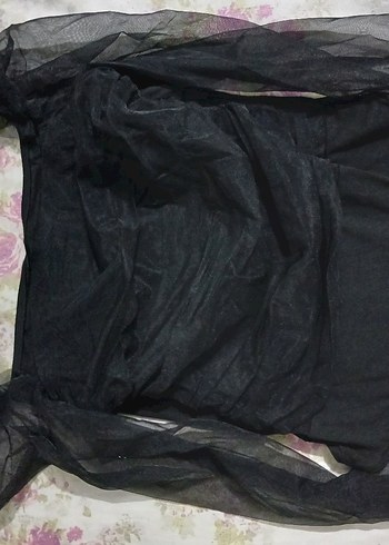 Siyah Uzun Kollu tülü Drapeli citcitli bluz SHEİN - Görsel 4