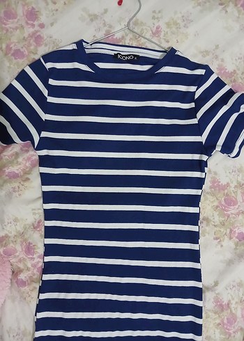 Kadın Lacivert Çizgili Kısa Kollu Elbise - Görsel 4