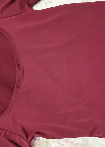 Bordo Uzun Kollu kayik/kare yakaKadın Bluz - Görsel 3