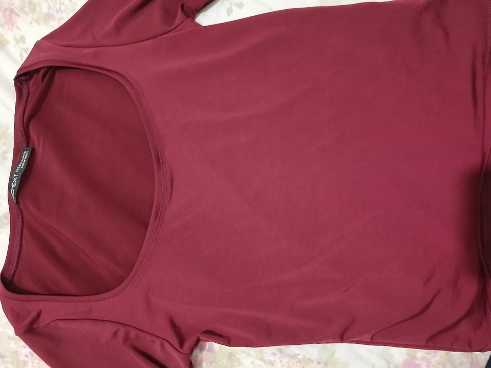 Bordo Uzun Kollu kayik/kare yakaKadın Bluz - Görsel 3