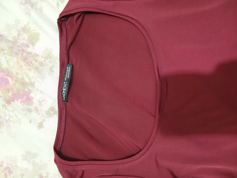 Bordo Uzun Kollu kayik/kare yakaKadın Bluz - Görsel 4