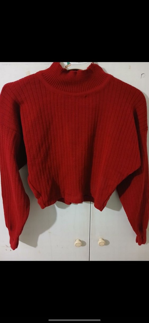 Kırmızı Uzun Kollu Parmak Detayli Triko TAKİM - Görsel 2