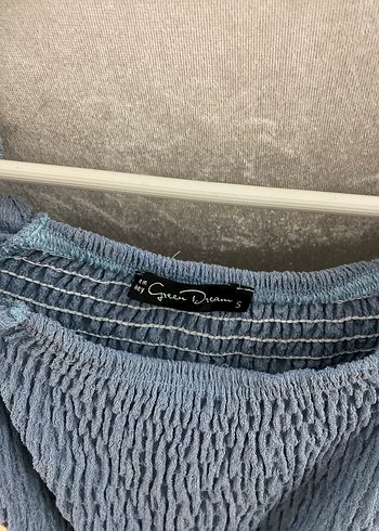 Mavi Örme Kısa kare yaka Kadın Bluz - Görsel 3