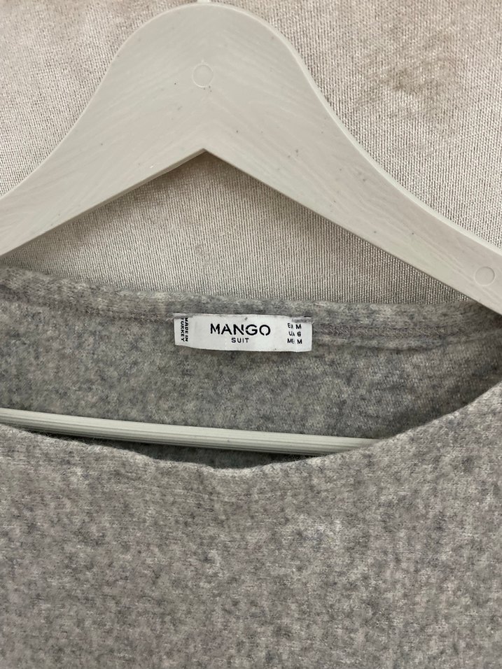 Gri Kadın Örgü Mini Triko Kazak - Görsel 3