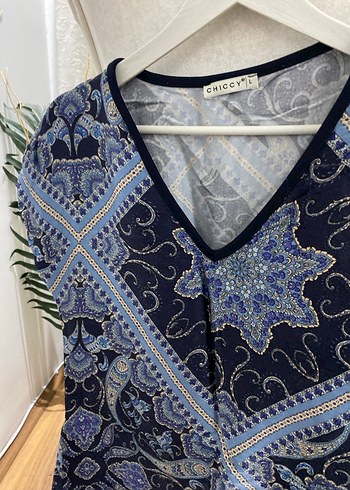 Bohem V Yaka Desenli Elbise - Görsel 3