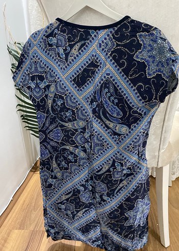 Bohem V Yaka Desenli Elbise - Görsel 4