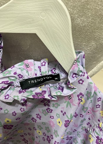 Mor Çiçek Desenli Bohem Midi Elbise - Görsel 2