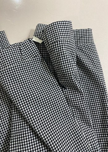 Gri Midi Pilili Kadın Kumaş Pantolon - Görsel 4