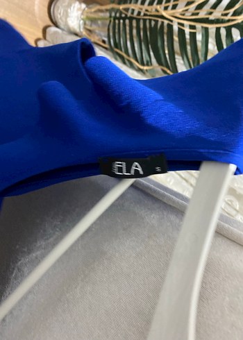 Mavi V Yaka Fırfırlı Mini Elbise - Görsel 2