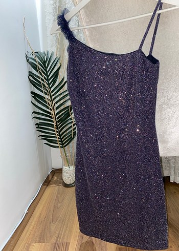 Parlak renkli taşlı mini Abiye Elbise - Görsel 5