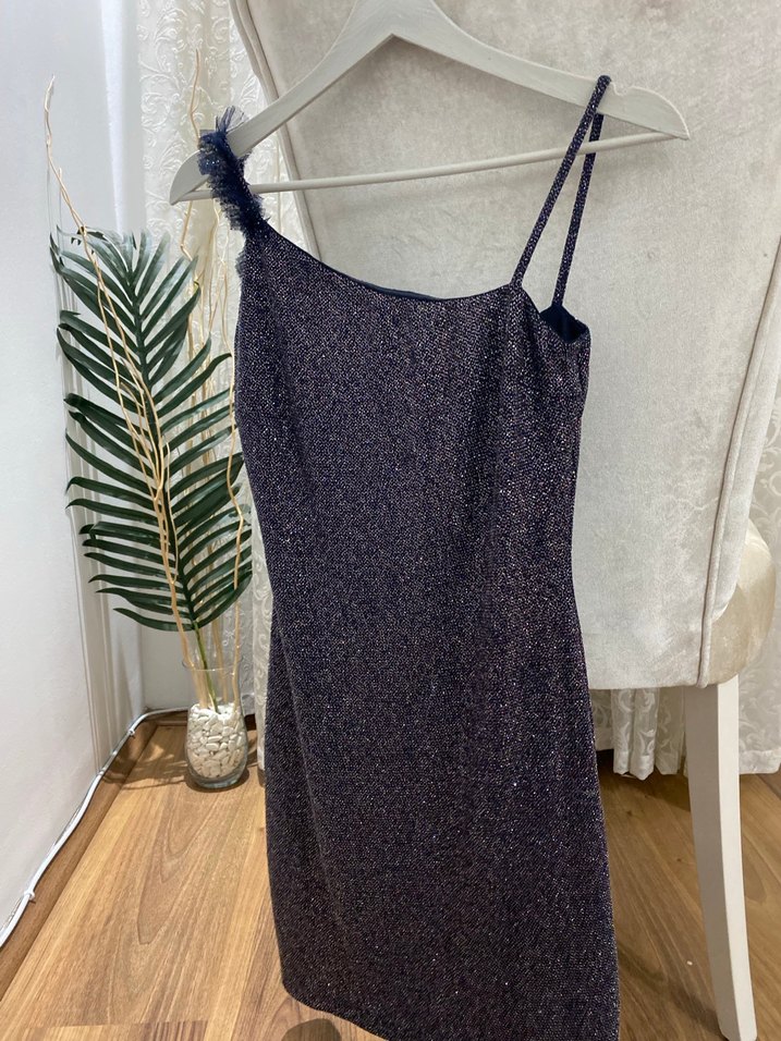 Parlak renkli taşlı mini Abiye Elbise - Görsel 4