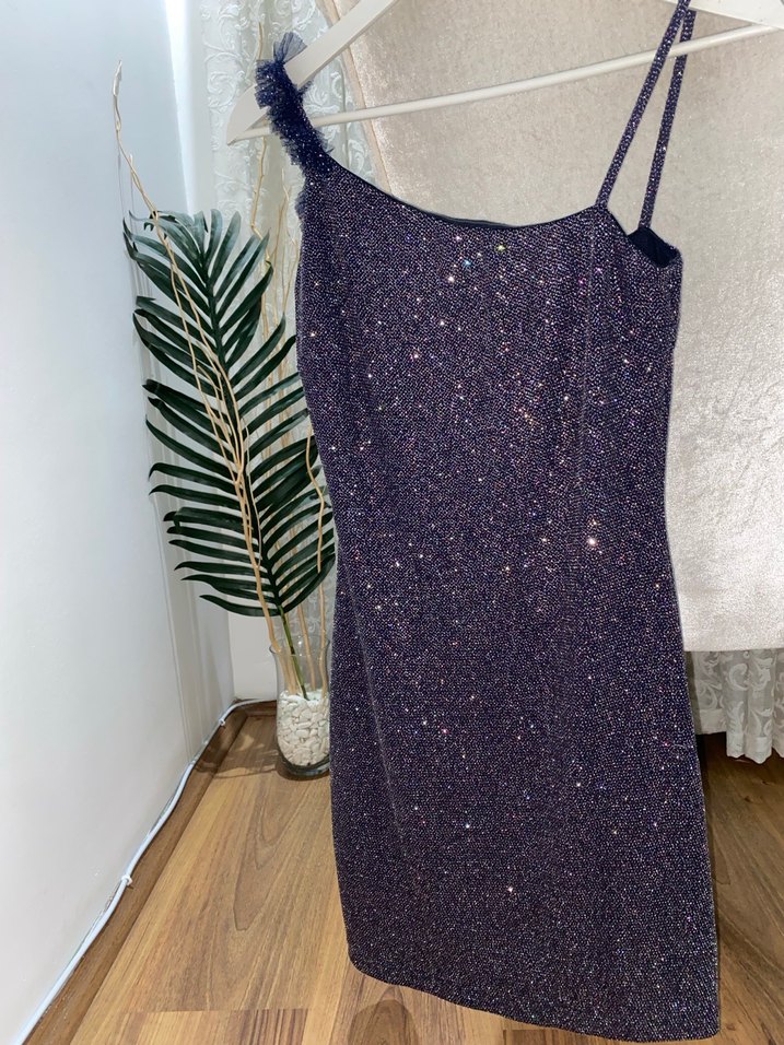 Parlak renkli taşlı mini Abiye Elbise - Görsel 5