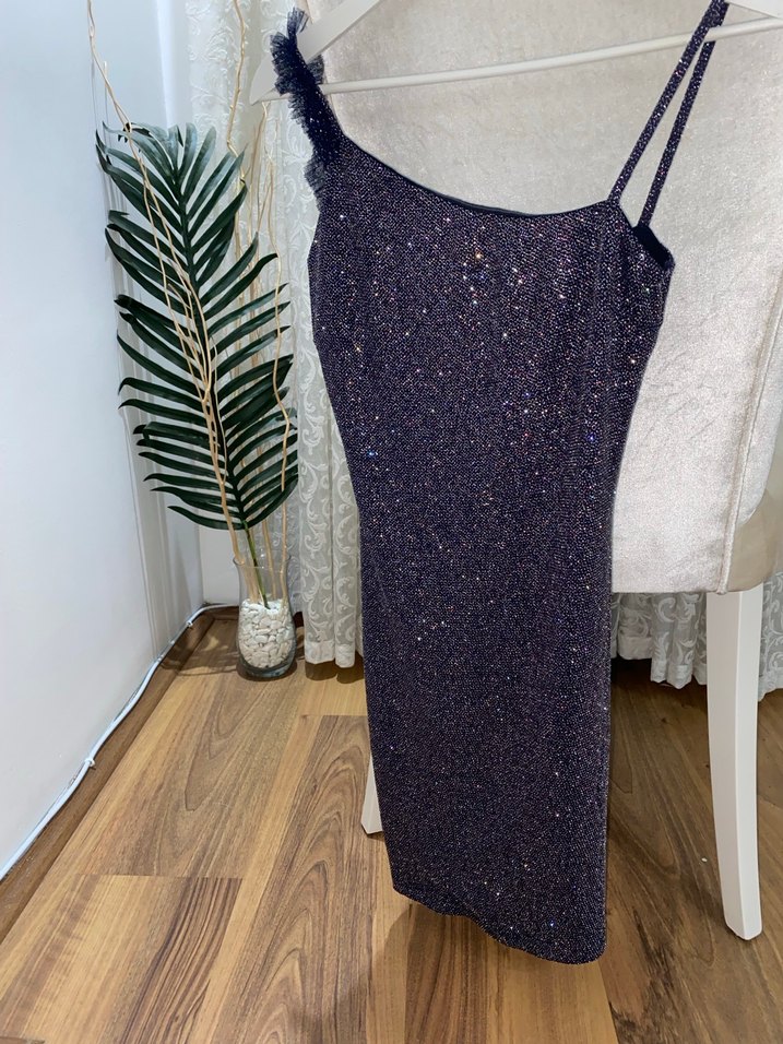 Parlak renkli taşlı mini Abiye Elbise - Görsel 2