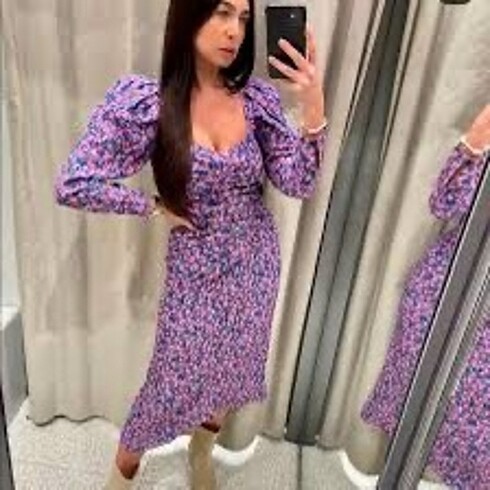 s Beden Stradivarius çiçekli elbise