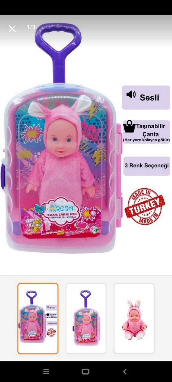 Pastel Pembe Bebek Valizi ROZA - Görsel 2