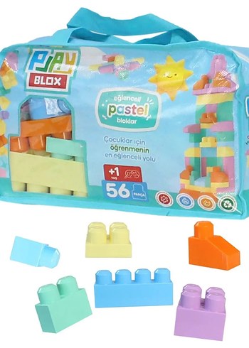 Pastel Renkli 56 Parça Eğitici Blok Oyuncak - Görsel 2