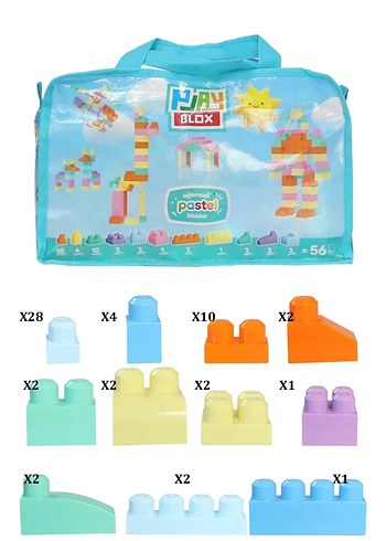 Pastel Renkli 56 Parça Eğitici Blok Oyuncak - Görsel 3