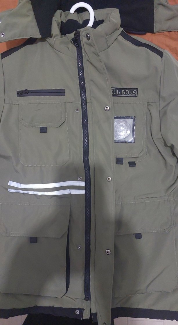 Gri Kamuflaj Desenli Streetwear Erkek Mont - Görsel 4