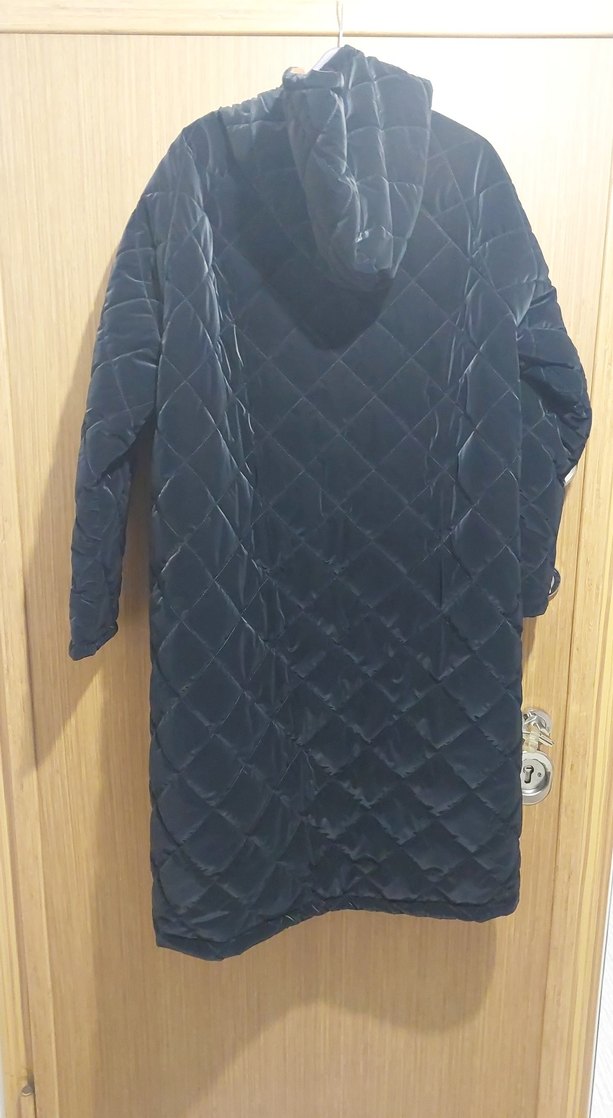 Kadın Siyah Uzun Kuşaklı Ceket - Görsel 2