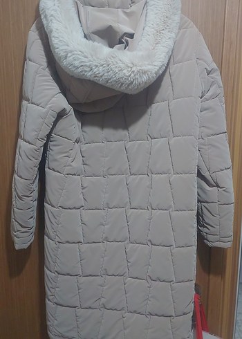 Kürklü Bej Midi Kadın Kışlık Mont - Görsel 2