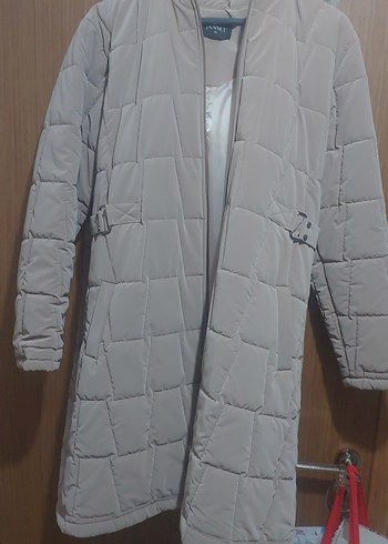 Kürklü Bej Midi Kadın Kışlık Mont - Görsel 4