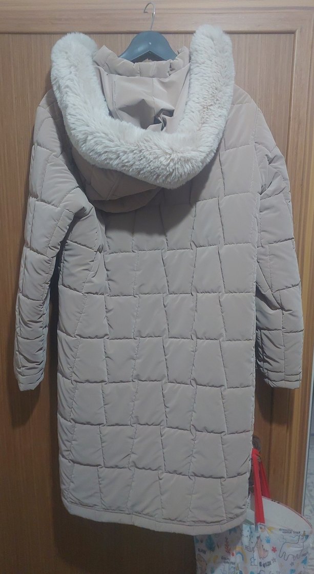 Kürklü Bej Midi Kadın Kışlık Mont - Görsel 2