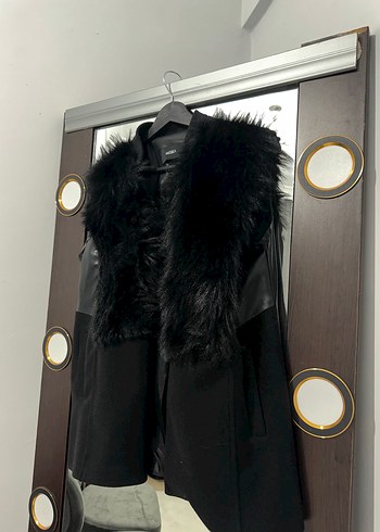 Siyah kadın kürklü yelek - Görsel 2