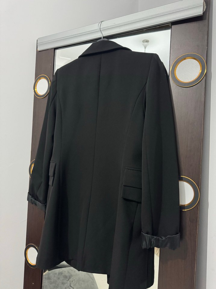 Düğmeli Siyah Kadın Blazer Ceket - Görsel 2