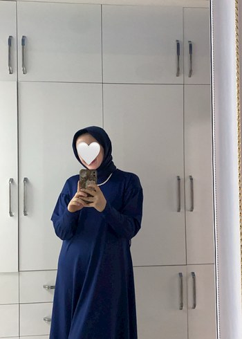 Lacivert Kadın Uzun Kollu Midi elbise - Görsel 2