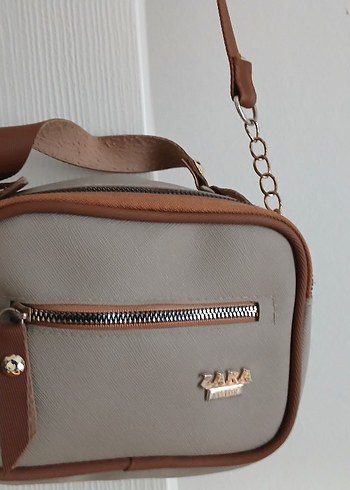 Bej Deri Kadın Çanta Fermuarlı - Görsel 2