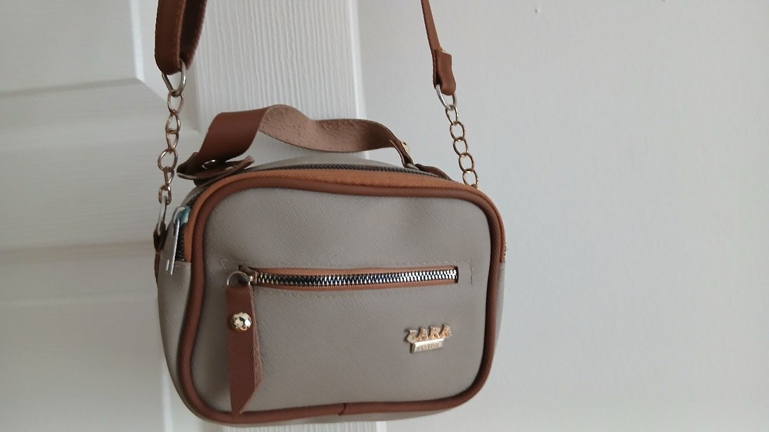 Bej Deri Kadın Çanta Fermuarlı - Görsel 2