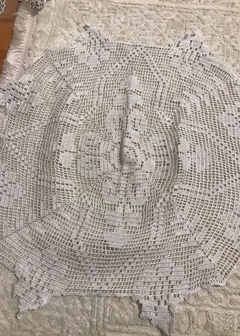Bohem Tarzı Beyaz El Örgüsü Masa Örtüsü Seti - Görsel 3