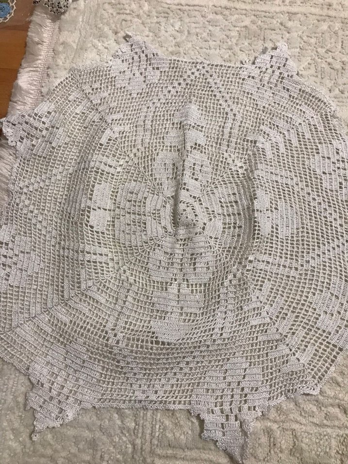 Bohem Tarzı Beyaz El Örgüsü Masa Örtüsü Seti - Görsel 3