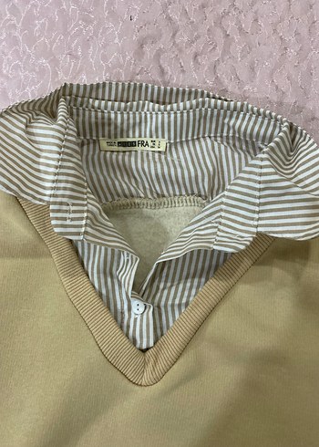 Bej V Yaka Düğmeli Kadın Yelek - Görsel 2