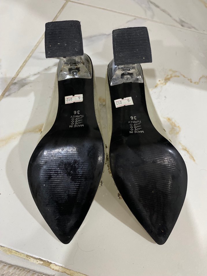 Şeffaf sitiletto İşlemeli Kristal Detaylı Topuklu Ayakkabı - Görsel 4