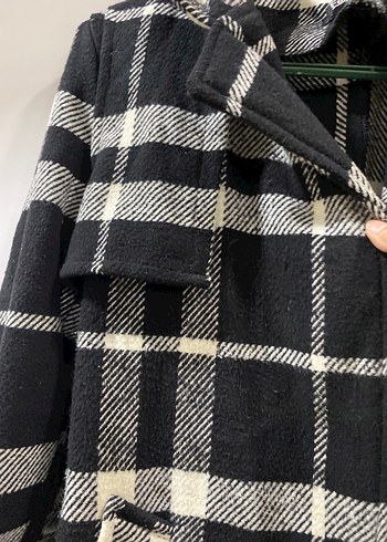 Kemerli Ekose Desenli Uzun Kadın Kaban - Görsel 5