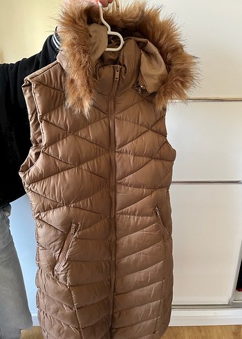 Kahverengi Kürklü Midi Kadın Yelek - Görsel 3