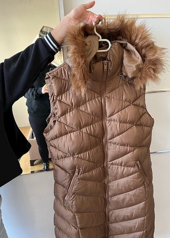 Kahverengi Kürklü Midi Kadın Yelek - Görsel 2