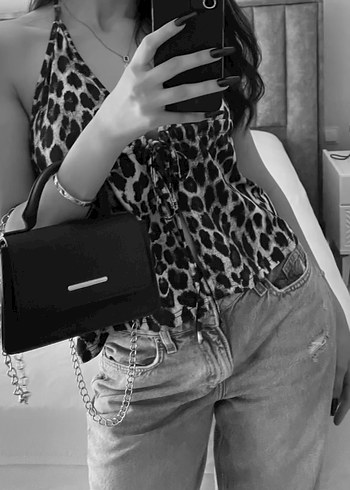 Leopar Desenli Volanlı Mini Kadın üst - Görsel 3