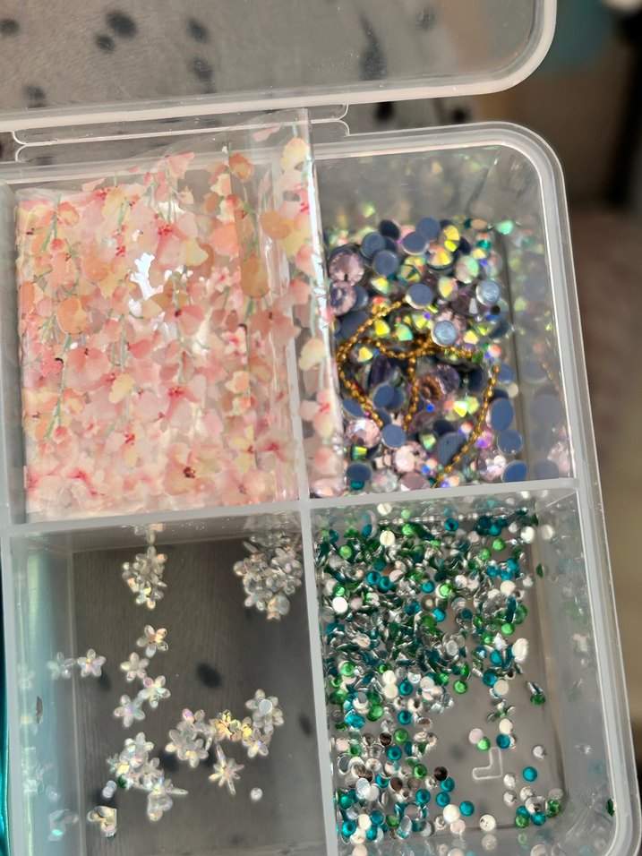 Turkuaz Tırnak folyosu ve taş Süsleme Seti - Görsel 2