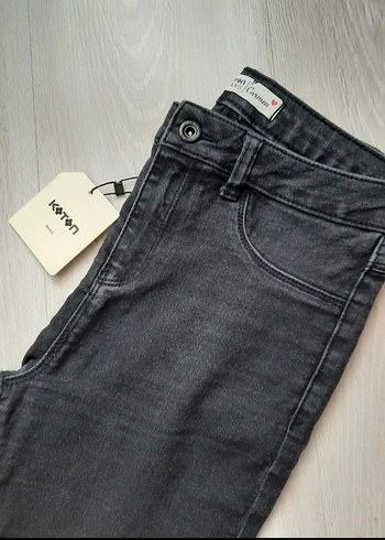 Siyah Midi Kadın Denim Pantolon - Görsel 2